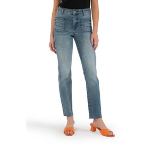 Jean cigarette taille haute tendance Kut From the Kloth Chrissie Fab Ab, style décontracté en denim pour le printemps, tissu lavable, taille 00 - Product Image 1