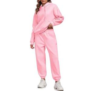 Conjunto de ropa de abrigo de estilo informal de invierno transpirable de 2 piezas de gran tamaño para hombre, pantalones para correr con hombros caídos, sudadera tejida con capucha - Product Image 2