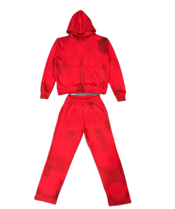 Ensemble de survêtement pour homme surdimensionné de haute qualité avec logo imprimé en relief 3D personnalisé, ensemble de sweat-shirt et de pantalon de survêtement patchwork délavé - Product Image 1