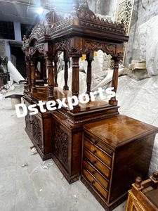 Lujo Lakshmi Ganesh blanco y oro Mandir para el hogar madera hecha a mano Pooja Mandir gabinete de almacenamiento de templo personalizado Australia - Product Image 4