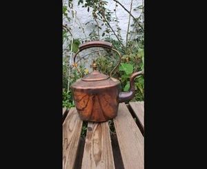 Tetera de cobre puro hecha a mano con acabado pulido con mango de madera, perfecta para el hogar, cocina, hotel y restaurante - Product Image 3