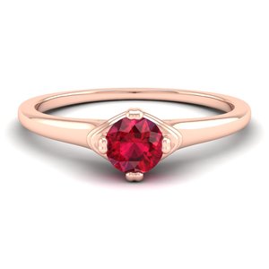 REYES High Quality 925 Sterling Silver GRA Certified Moissanite Solitaire <b>Ring</b> For Women Round Cut 0.5Ct Ruby Gemstone Jewelry - Product Image 1