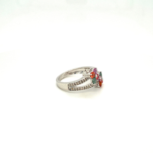 Bague réglable en argent sterling 925 multi saphir et diamant pierre précieuse pour la fête et à la mode également à des fins de cadeaux - Product Image 4