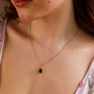 Collier émeraude argent sterling 925 plaqué or 14 carats vermeil vert émeraude CZ bijoux cadeau pour elle - Product Image 6