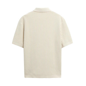 Polo en maille à manches courtes en coton rayé, personnalisé avec logo OEM et ODM, tricoté, pull personnalisé pour homme - Product Image 4