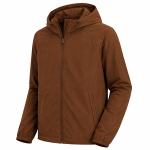 Coupe-vent à capuche marron OEM – Veste coupe-vent personnalisable avec logo pour homme – Coupe-vent urbain et d'extérieur léger et durable - Product Image 2