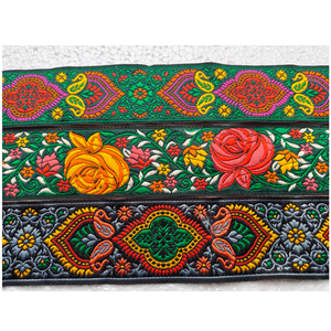 Encaje de Jacquard floral de lujo hecho a medida-Encaje decorativo multicolor para ropa nupcial y étnica para clientes de boutique - Product Image 1