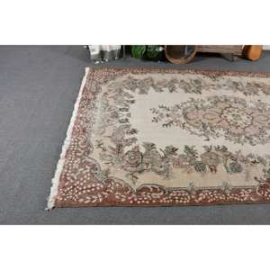 Classique Beige marron 6x9 pieds laine Vintage turc tapis plat tissage Patchwork motif pour salon décor Latex soutenu - Product Image 3