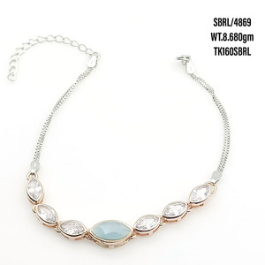 Aqua calcédoine bracelet réglable plaqué or agate jaune bracelet de tennis en argent sterling 925 avec Zircon scintillant pour femmes - Product Image 2