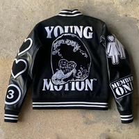 Veste universitaire en cuir courte style bomber de baseball avec patchs brodés en chenille pour hommes, vente en gros du fabricant