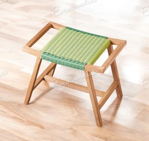 Patrimonio y estética moderna, taburete otomano de madera de bambú ecológico, taburete de reposapiés de madera de mimbre, consola con incrustaciones de hueso Otomano - Product Image 2