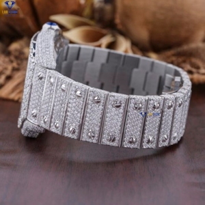 Ampliamente vendido Auto Date Iced Out VVS Clarity Moissanite Diamond Tachonado Reloj de acero inoxidable - Product Image 2
