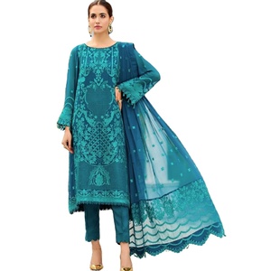 Última colección formal de 3 piezas de diseñador para mujer, Zari bordado en Trajes de seda para mujer, estilo Punjabi indio paquistaní cosido - Product Image 1