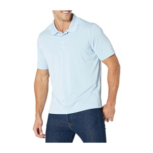 Polo de piqué de algodón elástico de corte regular 100% azul marino con logotipo bordado personalizado con tapeta de botón oculta y costilla - Product Image 1