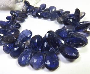 Cuentas de piedras preciosas de pera facetadas de iolita azul, 7 hebras, 9-17mm, cuentas de cordierita azul Natural para creaciones de joyería - Product Image 3
