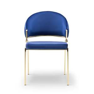 Chaise de salle à manger en métal moderne minimaliste bleu légendaire, tissus et couleurs personnalisables, pieds en acier durables, pour la maison, les hôtels, les restaurants, les bureaux - Product Image 1