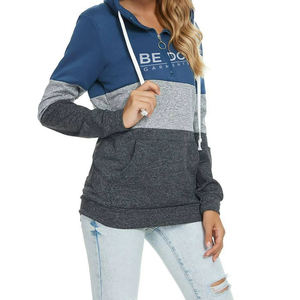 Custom Made Your Own Design Blank OEM ODM Service Ladies Color Block Hoodie 2024 Nueva llegada Zip up Hoodies para la venta - Product Image 2