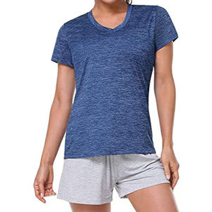 Ropa deportiva de alta calidad, camisetas con cuello en V, venta al por mayor, camisetas con cuello en V para mujer, camisetas de manga corta de verano - Product Image 6
