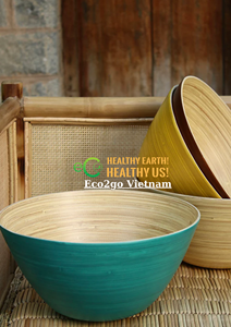 Cuenco de bambú hilado natural hecho a mano/cuenco de bambú hilado cáscara de huevo/cuenco de ensalada de bambú hecho en Vietnam - Product Image 4