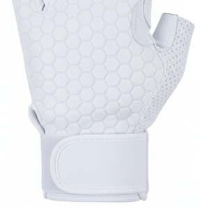 Gants de musculation sans doigts blancs, légers, respirants, avec dos en maille, paume rembourrée en néoprène, gants de cross-training - Product Image 4