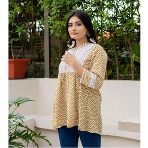 Essential Cotton Short Top Comfortable Soft Fabric Casual Everyday Wear Modern Womens Style Maruti Fashion Indian Kurta/<b>Kurti</b> - Product Image 5