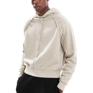 Custom Mens <b>Hoodies</b> Boxy Fit Cropped <b>Stitching</b> Vintage <b>Oversized</b> <b>Hoodies</b> Blank <b>Hoodies</b> Custom Factory - Product Image 2