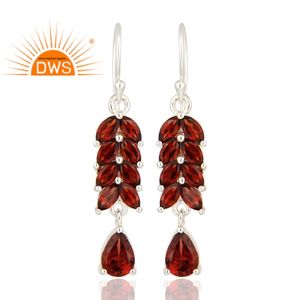 Meilleure vente de boucles d'oreilles en argent sterling avec grenat naturel et pierres précieuses fabricant de bijoux personnalisés - Product Image 1