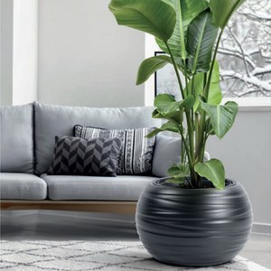 Fioriera rotonda con serbatoio da 25 litri. Labirinto in plastica di colore antracite. 39,6 (lunghezza) x 39,6 (larghezza) x 26 (altezza) cm - Product Image 4