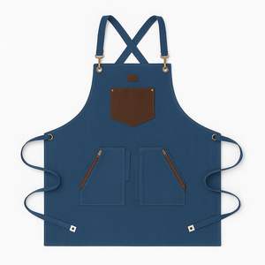 Tablier de cuisine en cuir multi-poches avec tissu en toile et logo personnalisé pour le personnel des restaurants et de la restauration - Product Image 5