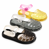 Sandales d'été en PVC à motif arête de poisson pour enfants, chaussures transparentes de princesse, sandales romaines en gelée, polyvalentes et tendance pour la plage