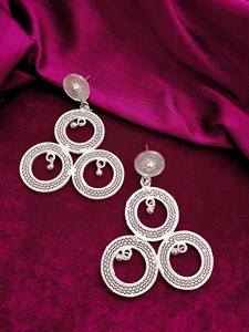 Pendientes de Aro Modernos con Filigrana, de Alta Calidad, con 3 Anillos, Pendientes de Ensueño, Joyería Elegante con Brillo, India - Product Image 2