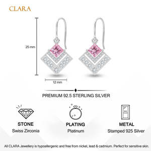 Rosabella Silver Geometric Drop Earrings Zinc Alloy Clara Authenticity-Fashion <b>Accessory</b> for Women for <b>Weddings</b> Special Events - Product Image 5