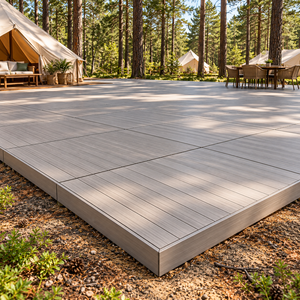 Terrasse modulaire en WPC pour jardin, préfabriquée, en acier galvanisé, étanche, réglable, plateforme extérieure, taille personnalisée, prête à l'emploi - Product Image 5