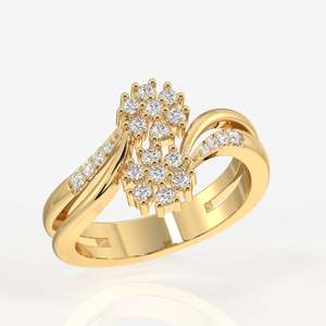 Bague en or 9 carats avec diamant de laboratoire Floral Duo, collection de bagues élégantes en diamant - Product Image 2