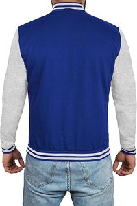 Chaquetas universitarias personalizadas ligeras de color azul liso con cuello levantado formal de alta calidad hechas en Pakistán - Product Image 3