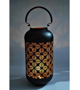 โคมไฟเหล็กทำด้วยมือสำหรับตกแต่งบ้านและสวนโหลเทียนโลหะเคลือบผงสีดำทันสมัย - Product Image 4