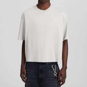 Usine directe 100% coton T-shirt pour hommes T-shirt à col rond surdimensionné Design solide T-shirt à col rond décontracté - Product Image 1