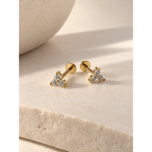 Trio for Trinity Stud Opal Zircon Vintage <b>Belly</b> Button and Ear Piercing Jewelry for Kids - Product Image 3