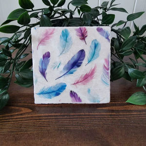 Sous-verres en marbre à plumes colorées, sous-verres rustiques pour la décoration de la maison - Product Image 1