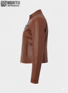 Chaqueta de cuero para mujer de tela suave de alta calidad hecha a medida, chaqueta de cuero transpirable para mujer al por mayor de fábrica, chaqueta de cuero personalizada - Product Image 4