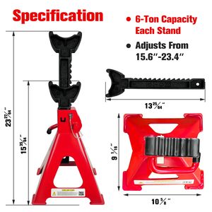 Cales de levage réglables 6 tonnes robustes avec verrouillage pour camions, levages de voitures, garages domestiques, SUV – Support de véhicule sûr - Product Image 2