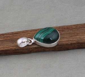 จี้เงินอัญมณีธรรมชาติ925แข็งสำหรับผู้หญิงจี้เงินแท้ขอบกุหลาบตัดปีกเครื่องประดับเจ้าสาวจี้มาลาไคต์ OEM - Product Image 6