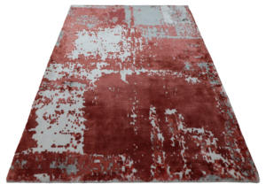Alfombra de seda con telar a mano con estampado abstracto moderno hecho a medida rojo marfil plata pila media rectángulo uso doméstico antideslizante Oficina - Product Image 6