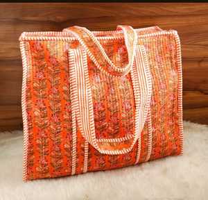 100% Cotton Quilted <b>Tote</b> Handbags for Women Fashionable Embroidered <b>Zip</b> Closure Shopping Grocery Shoulder Bags Water Proof Lady - Product Image 1