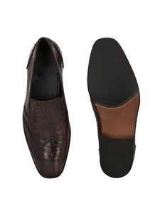 <b>Men's</b> <b>Brown</b> Genuine Leather Pointed Toe Lace-Up <b>Monk</b> Strap Comfort Plaid Print Dress <b>Shoes</b> - Product Image 3