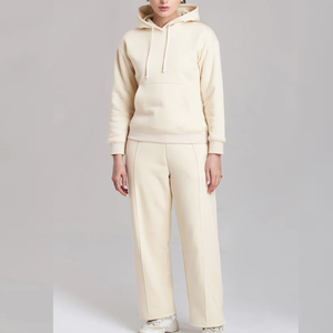 Survêtements décontractés pour femmes, conçus sur mesure, à capuche, en molleton de coton uni, en tissu tricoté, écologiques et respirants pour l'extérieur - Product Image 5