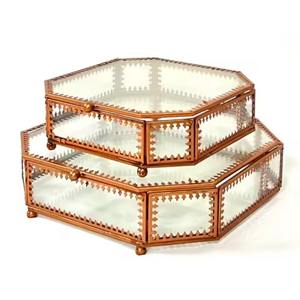 Glass Jewelry <b>Box</b> <b>with</b> Crystal Clear <b>Lid</b> Luxury Modern Home <b>Decorative</b> Gold Metal Glass Jewelry <b>Box</b> - Product Image 3