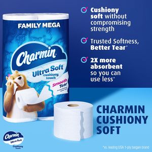 Cho <span class=keywords><strong>charmin</strong></span> siêu mềm giấy vệ sinh 30 gia đình Mega Rolls = 153 thường xuyên CuộN mạnh mẽ Jumbo Kích thước - Product Image 3