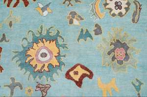 Tapis de qualité supérieure en laine pure tuftée à la main, design Ushak, avec dos en latex antidérapant, lavables, pour sols de maison - Product Image 2