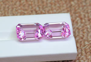 Pierre libre saphir rose de laboratoire taillée en émeraude à facettes 14x10mm Gemstone par Aini Gems - Product Image 3